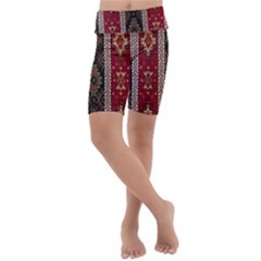 Uzbek Pattern In Temple Kids  Lightweight Velour Cropped Yoga Leggings