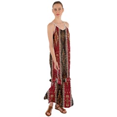 Uzbek Pattern In Temple Cami Maxi Ruffle Chiffon Dress