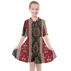 Uzbek Pattern In Temple Kids  All Frills Chiffon Dress
