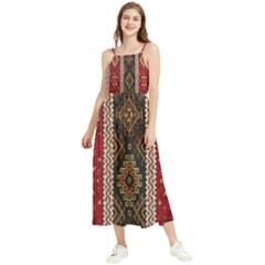 Uzbek Pattern In Temple Boho Sleeveless Summer Dress