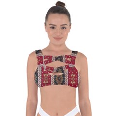Uzbek Pattern In Temple Bandaged Up Bikini Top