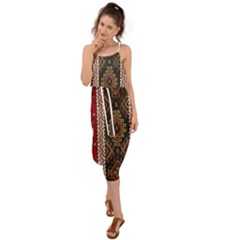 Uzbek Pattern In Temple Waist Tie Cover Up Chiffon Dress