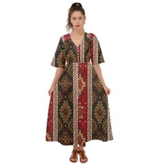 Uzbek Pattern In Temple Kimono Sleeve Boho Dress