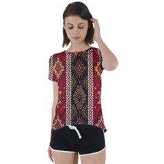 Uzbek Pattern In Temple Short Sleeve Open Back Tee