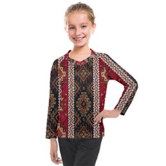 Uzbek Pattern In Temple Kids  Long Mesh Tee