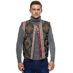 Uzbek Pattern In Temple Men s Short Button Up Puffer Vest	
