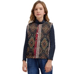 Uzbek Pattern In Temple Kid s Short Button Up Puffer Vest	