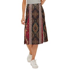 Uzbek Pattern In Temple Midi Panel Skirt