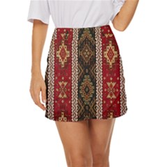 Uzbek Pattern In Temple Mini Front Wrap Skirt