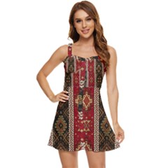 Uzbek Pattern In Temple Ruffle Edge Bra Cup Chiffon Mini Dress