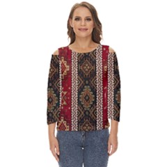 Uzbek Pattern In Temple Cut Out Wide Sleeve Top