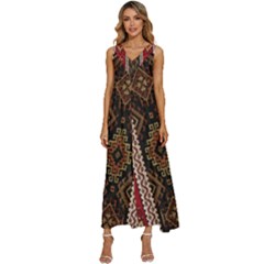 Uzbek Pattern In Temple V-neck Sleeveless Loose Fit Overalls