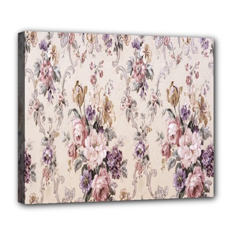 Vintage Floral Pattern Deluxe Canvas 24  X 20  (stretched)