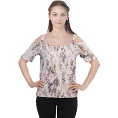 Vintage Floral Pattern Cutout Shoulder Tee