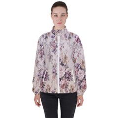 Vintage Floral Pattern Women s High Neck Windbreaker by artworkshop