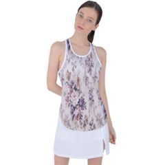 Vintage Floral Pattern Racer Back Mesh Tank Top