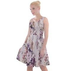 Vintage Floral Pattern Knee Length Skater Dress