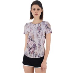 Vintage Floral Pattern Back Cut Out Sport Tee