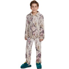 Vintage Floral Pattern Kids  Long Sleeve Velvet Pajamas Set by artworkshop