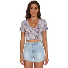 Vintage Floral Pattern V-neck Crop Top by artworkshop