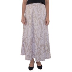 Vintage Wallpaper With Flowers Flared Maxi Skirt