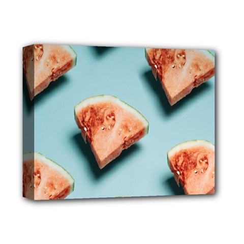 Watermelon Against Blue Surface Pattern Deluxe Canvas 14  x 11  (Stretched)