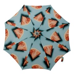 Watermelon Against Blue Surface Pattern Hook Handle Umbrellas (Small)