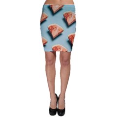Watermelon Against Blue Surface Pattern Bodycon Skirt