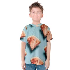 Watermelon Against Blue Surface Pattern Kids  Cotton Tee