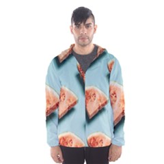 Watermelon Against Blue Surface Pattern Men s Hooded Windbreaker