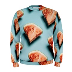 Watermelon Against Blue Surface Pattern Men s Sweatshirt