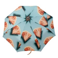 Watermelon Against Blue Surface Pattern Folding Umbrellas by artworkshop