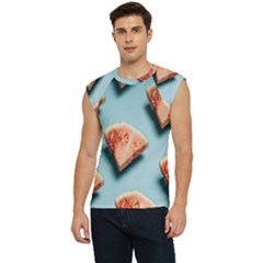 Watermelon Against Blue Surface Pattern Men s Raglan Cap Sleeve Tee