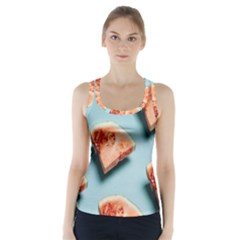 Watermelon Against Blue Surface Pattern Racer Back Sports Top