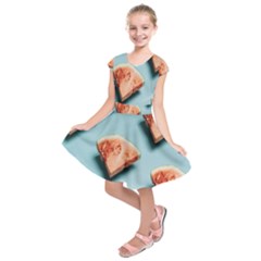 Watermelon Against Blue Surface Pattern Kids  Short Sleeve Dress