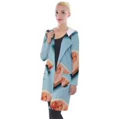 Watermelon Against Blue Surface Pattern Hooded Pocket Cardigan