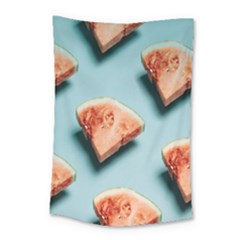 Watermelon Against Blue Surface Pattern Small Tapestry
