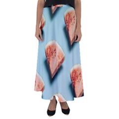 Watermelon Against Blue Surface Pattern Flared Maxi Skirt