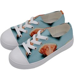 Watermelon Against Blue Surface Pattern Kids  Low Top Canvas Sneakers