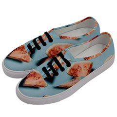 Watermelon Against Blue Surface Pattern Men s Classic Low Top Sneakers