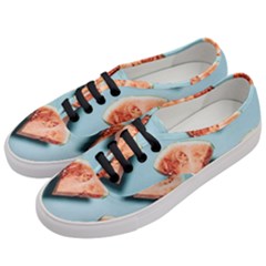 Watermelon Against Blue Surface Pattern Women s Classic Low Top Sneakers