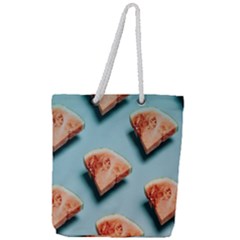 Watermelon Against Blue Surface Pattern Full Print Rope Handle Tote (Large)