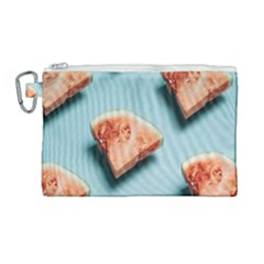 Watermelon Against Blue Surface Pattern Canvas Cosmetic Bag (Large)