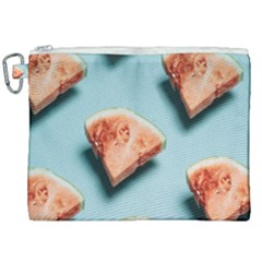 Watermelon Against Blue Surface Pattern Canvas Cosmetic Bag (XXL)