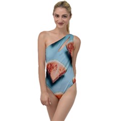 Watermelon Against Blue Surface Pattern To One Side Swimsuit