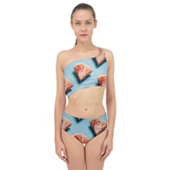 Watermelon Against Blue Surface Pattern Spliced Up Two Piece Swimsuit