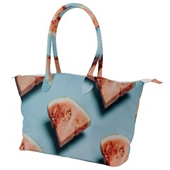Watermelon Against Blue Surface Pattern Canvas Shoulder Bag