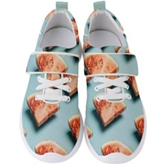 Watermelon Against Blue Surface Pattern Men s Velcro Strap Shoes