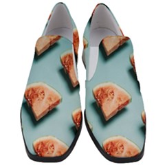 Watermelon Against Blue Surface Pattern Women Slip On Heel Loafers