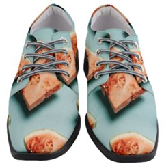 Watermelon Against Blue Surface Pattern Women Heeled Oxford Shoes